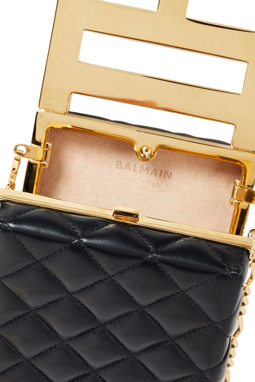 BALMAIN B Minaudiere quilted leather box clutch