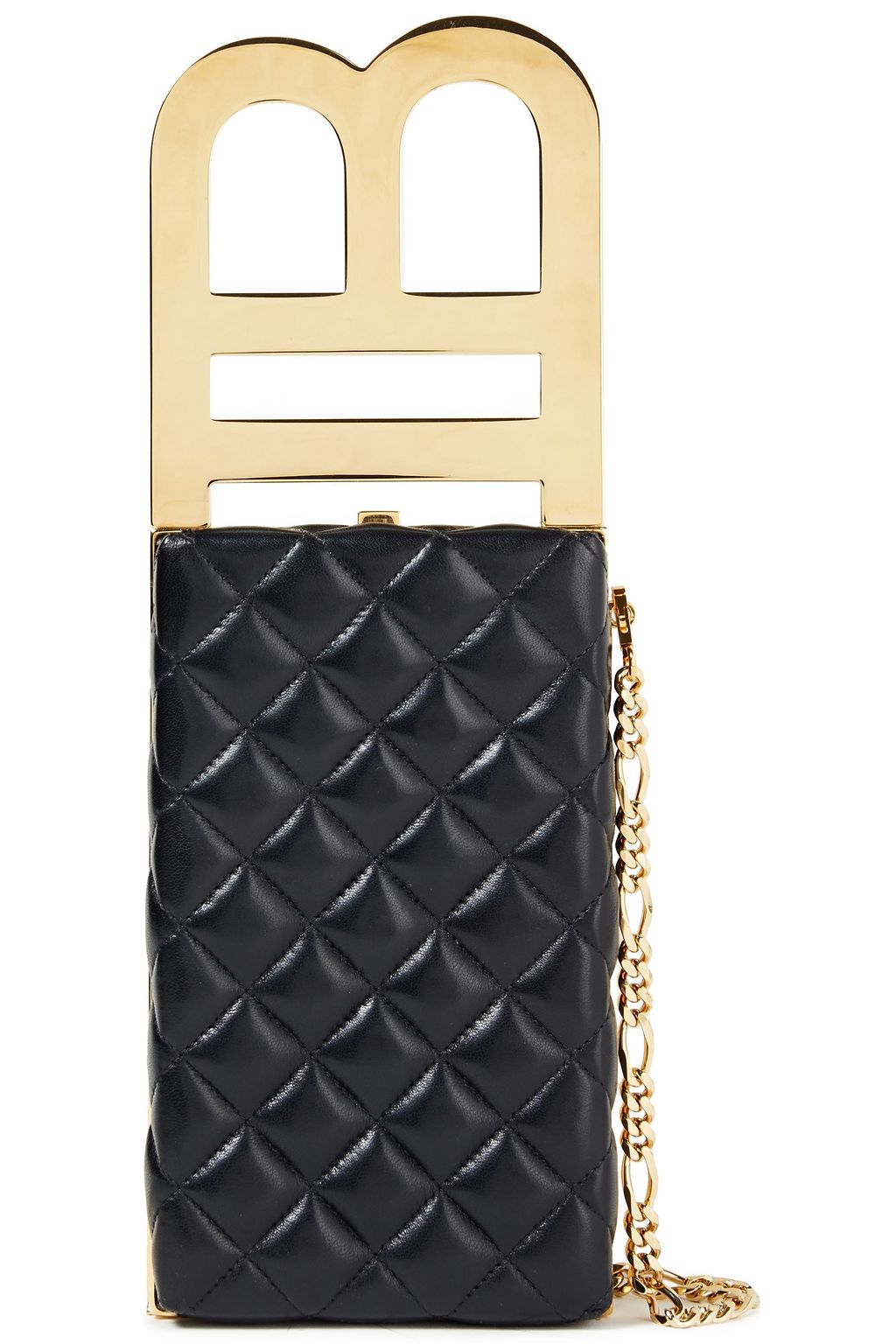 BALMAIN B Minaudiere quilted leather box clutch