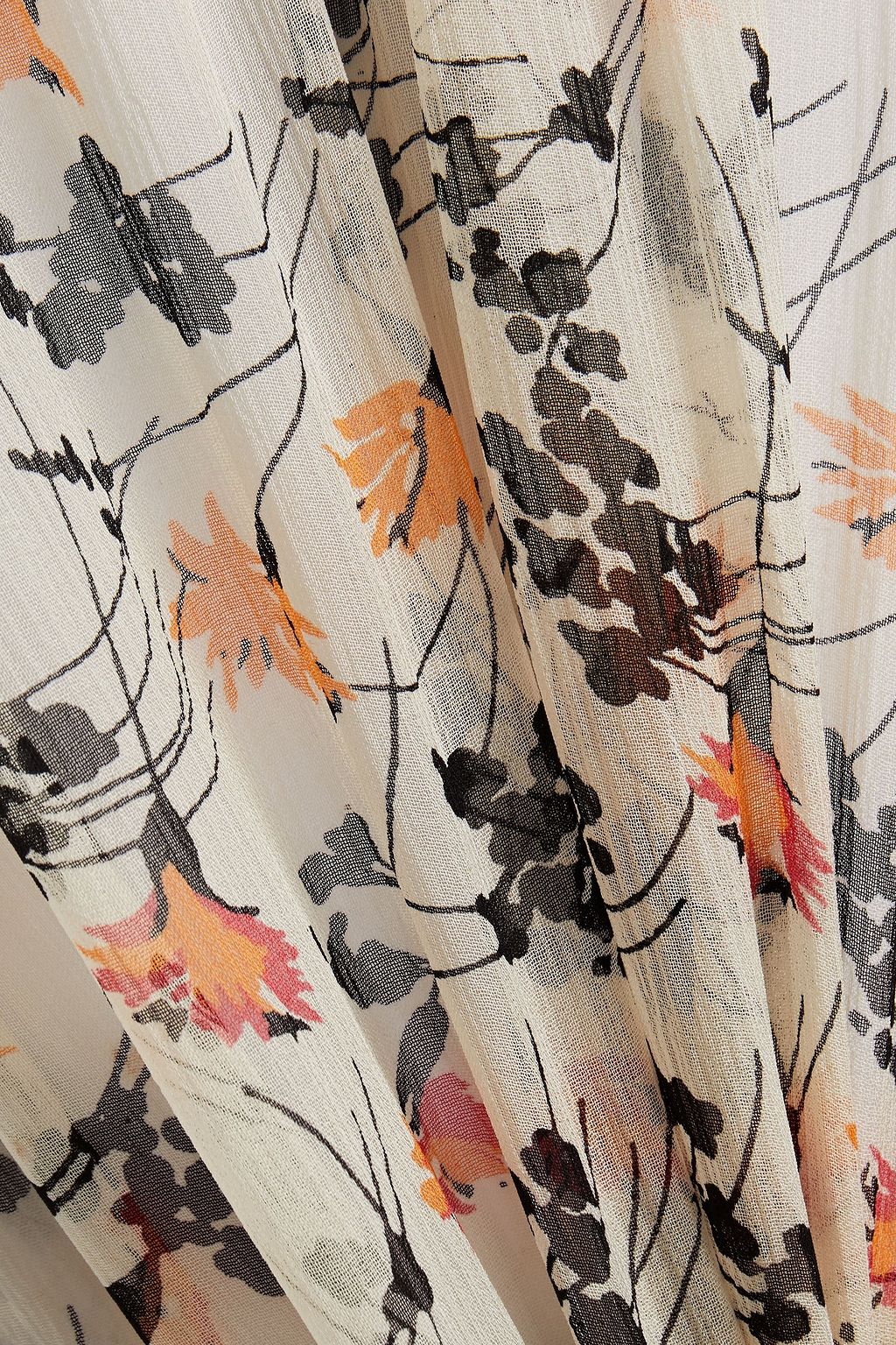 JOIE Imani lattice-trimmed floral-print silk-crepon top