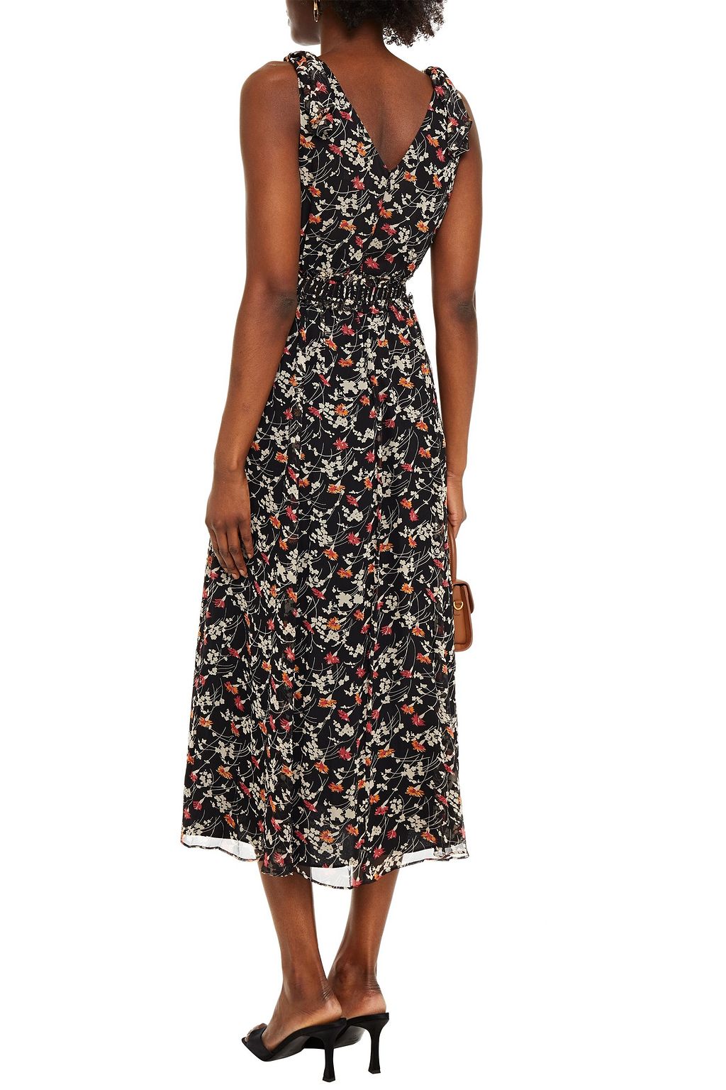 JOIE Huntlie knotted floral-print silk-georgette midi dress