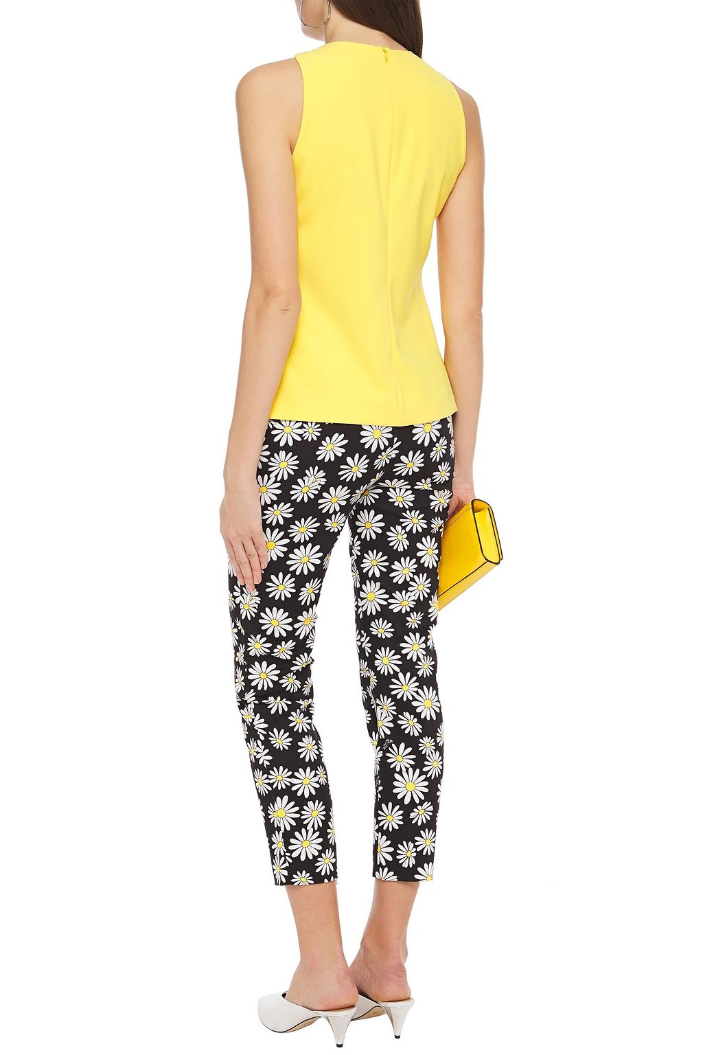 BOUTIQUE MOSCHINO Cropped floral-print cotton-blend slim-leg pants