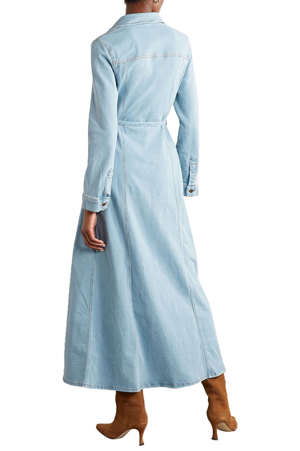 NANUSHKA Jiaye belted denim maxi dress