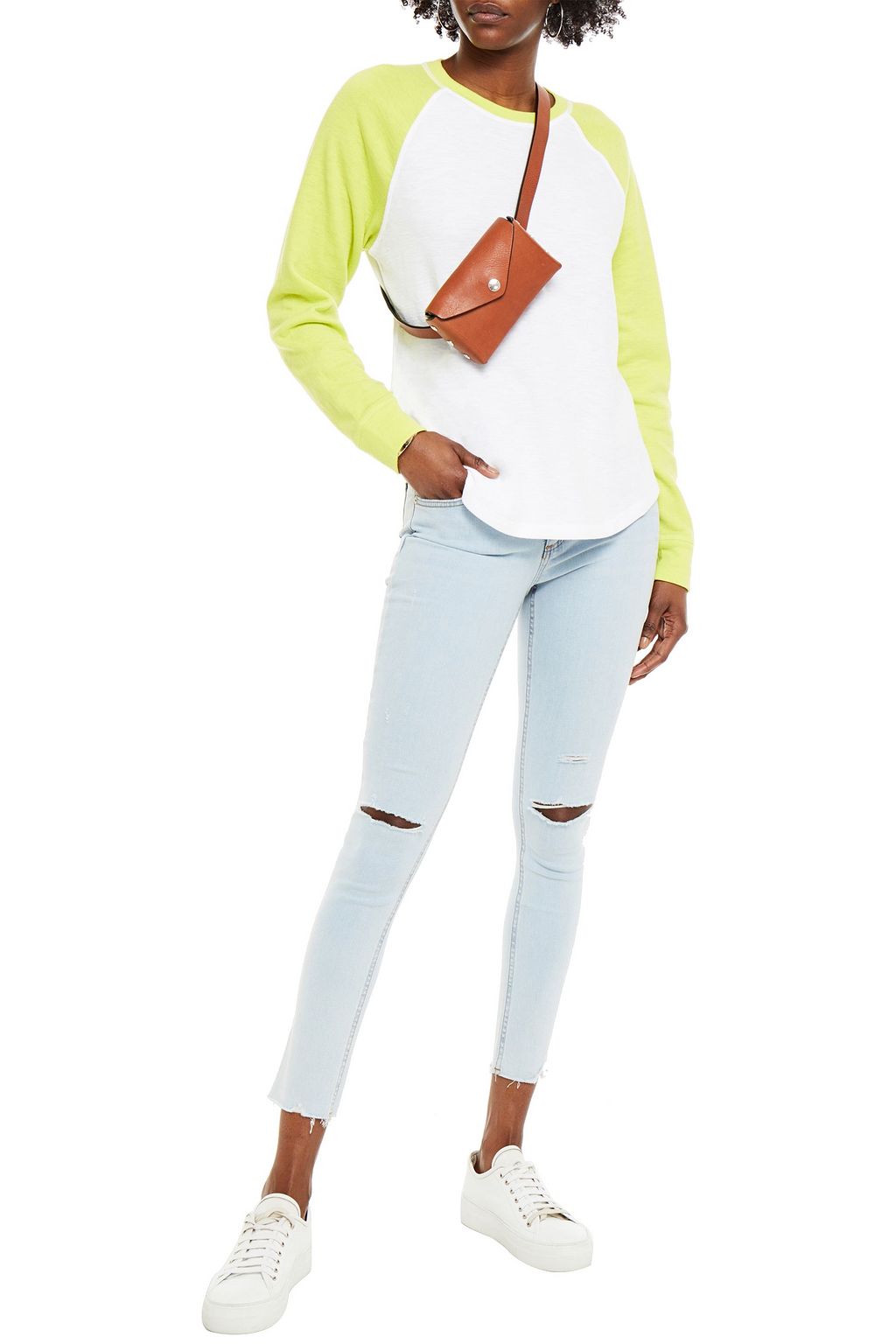 RAG & BONE Two-tone ribbed cotton-blend sweater