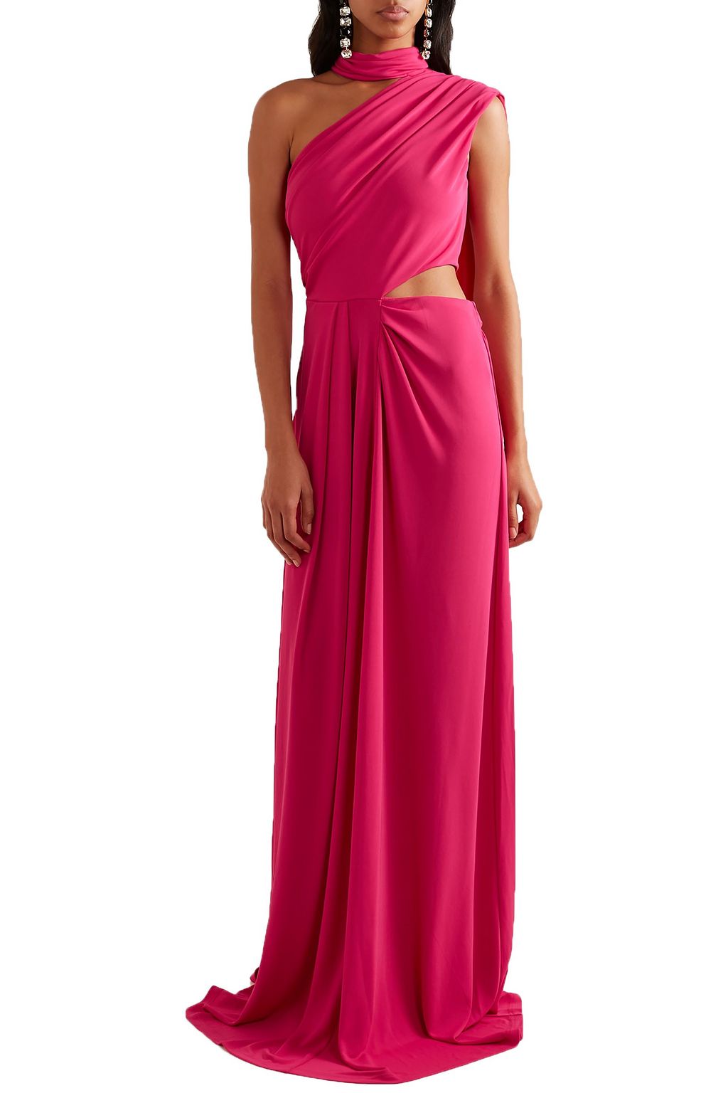 SALONI + Venyx Honey one-shoulder draped stretch-jersey maxi dress ...