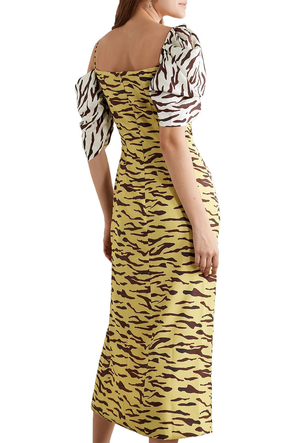REJINA PYO Amelia gathered tiger-print satin-twill midi dress