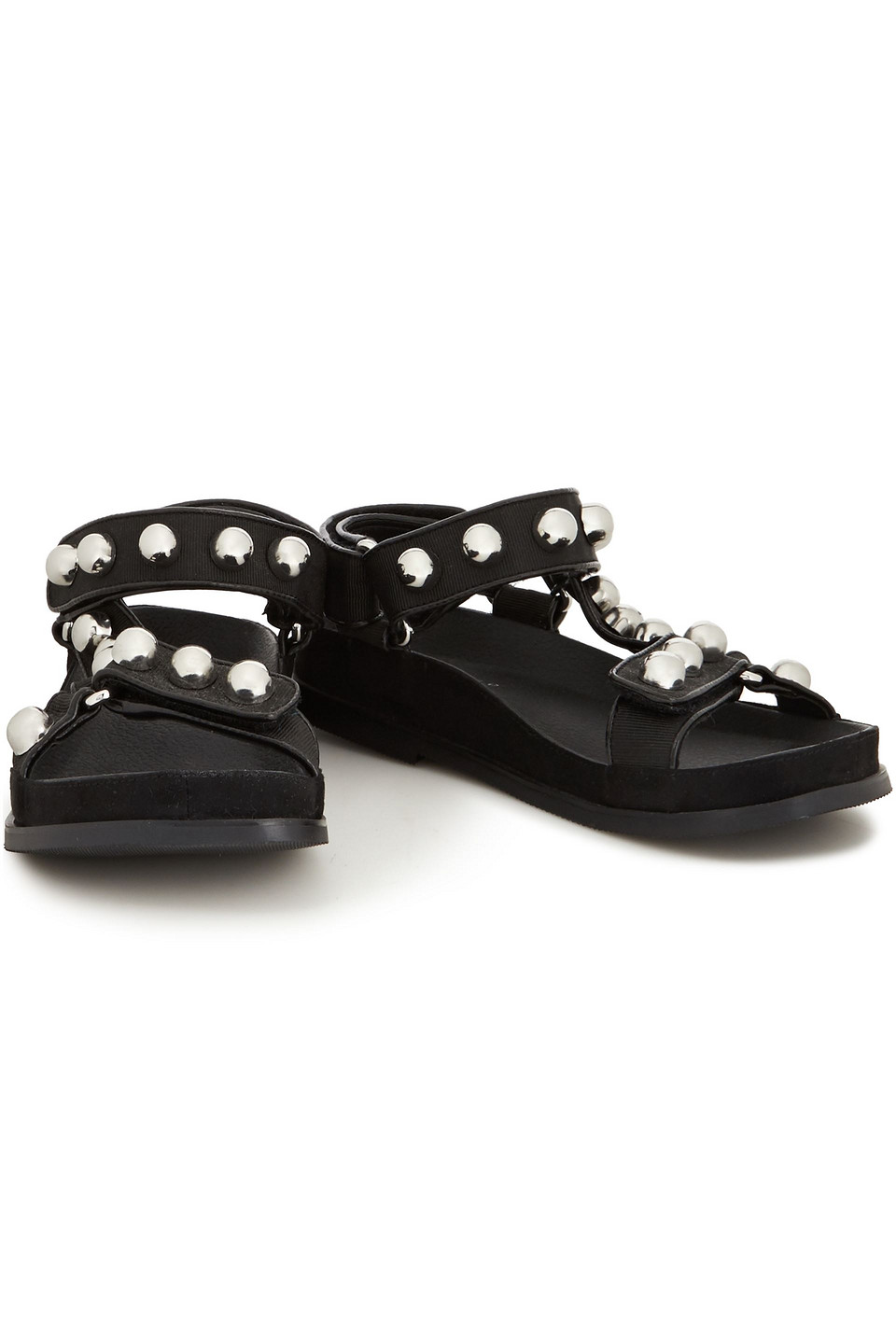 Sandro Lexy Studded Grosgrain Sandals In Black