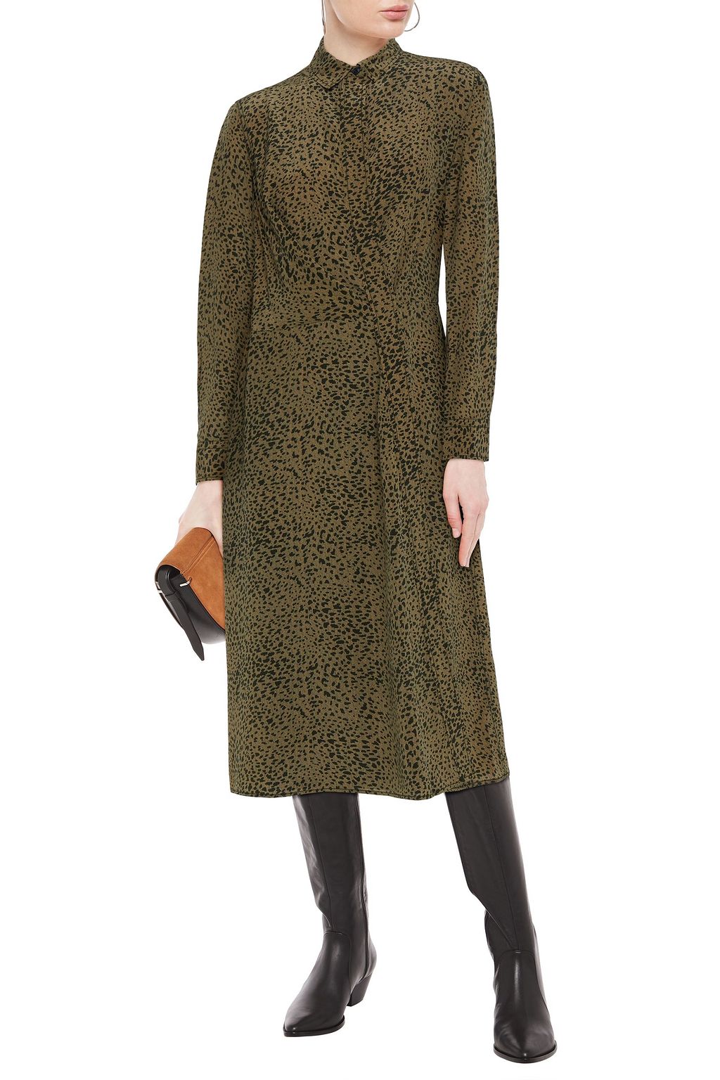 RAG & BONE Karen Midikleid aus Crêpe de Chine aus Seide mit Leopardenprint