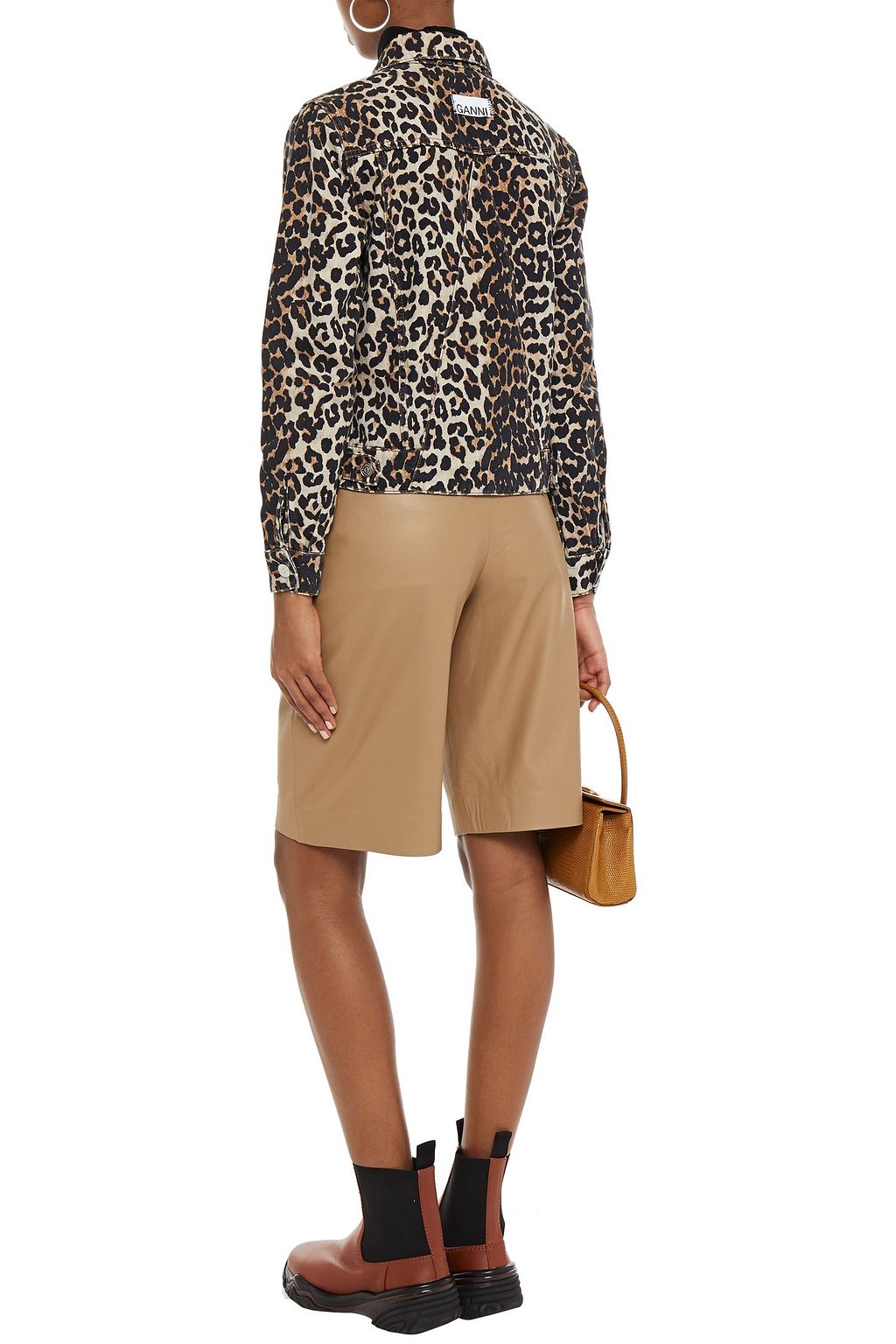 GANNI Zip-detailed leopard-print denim jacket