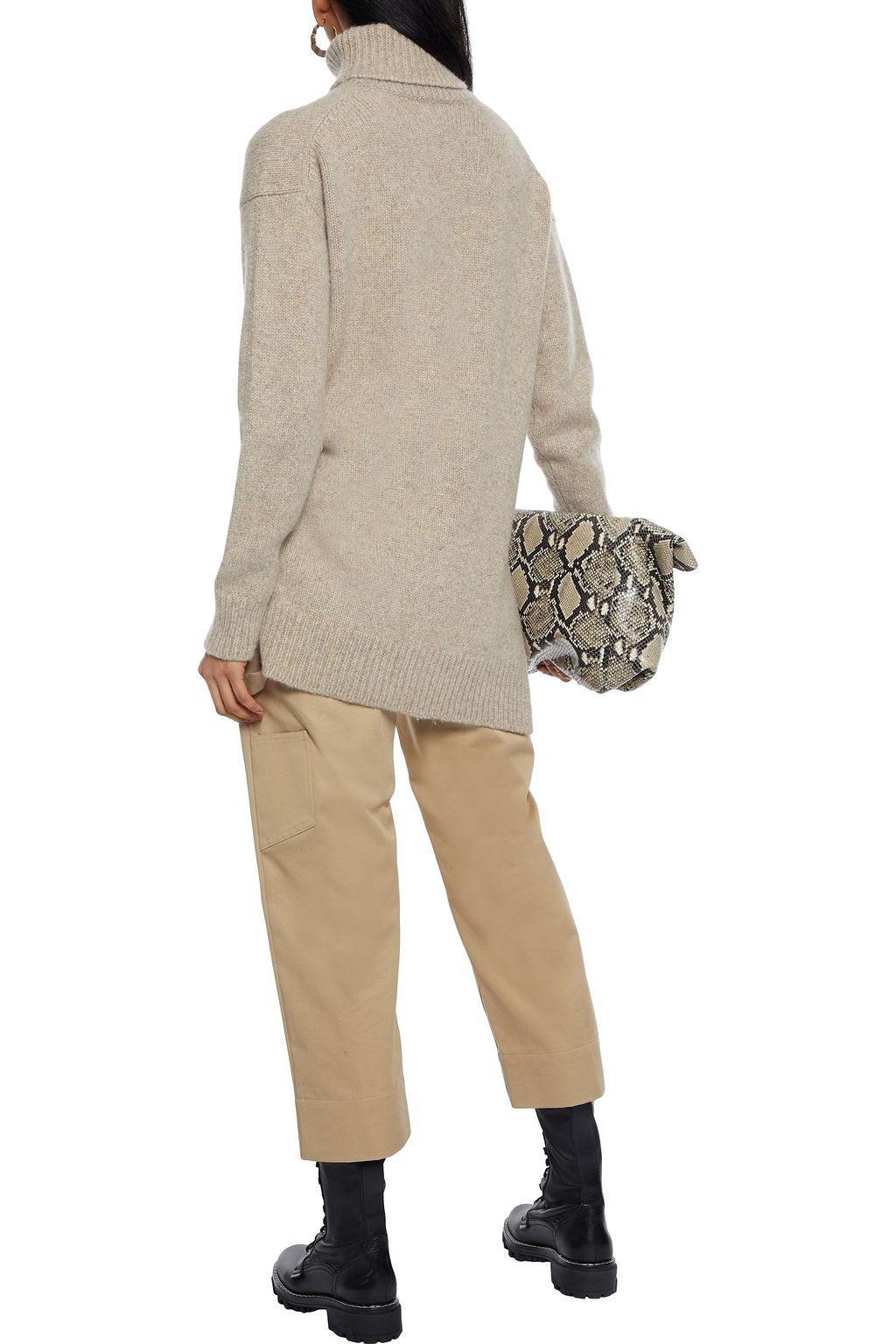 DEVEAUX Mélange cashmere turtleneck sweater