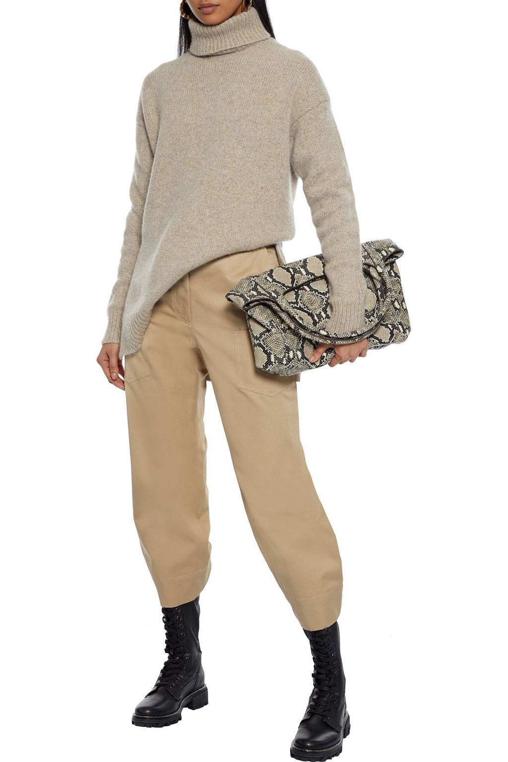 DEVEAUX Mélange cashmere turtleneck sweater