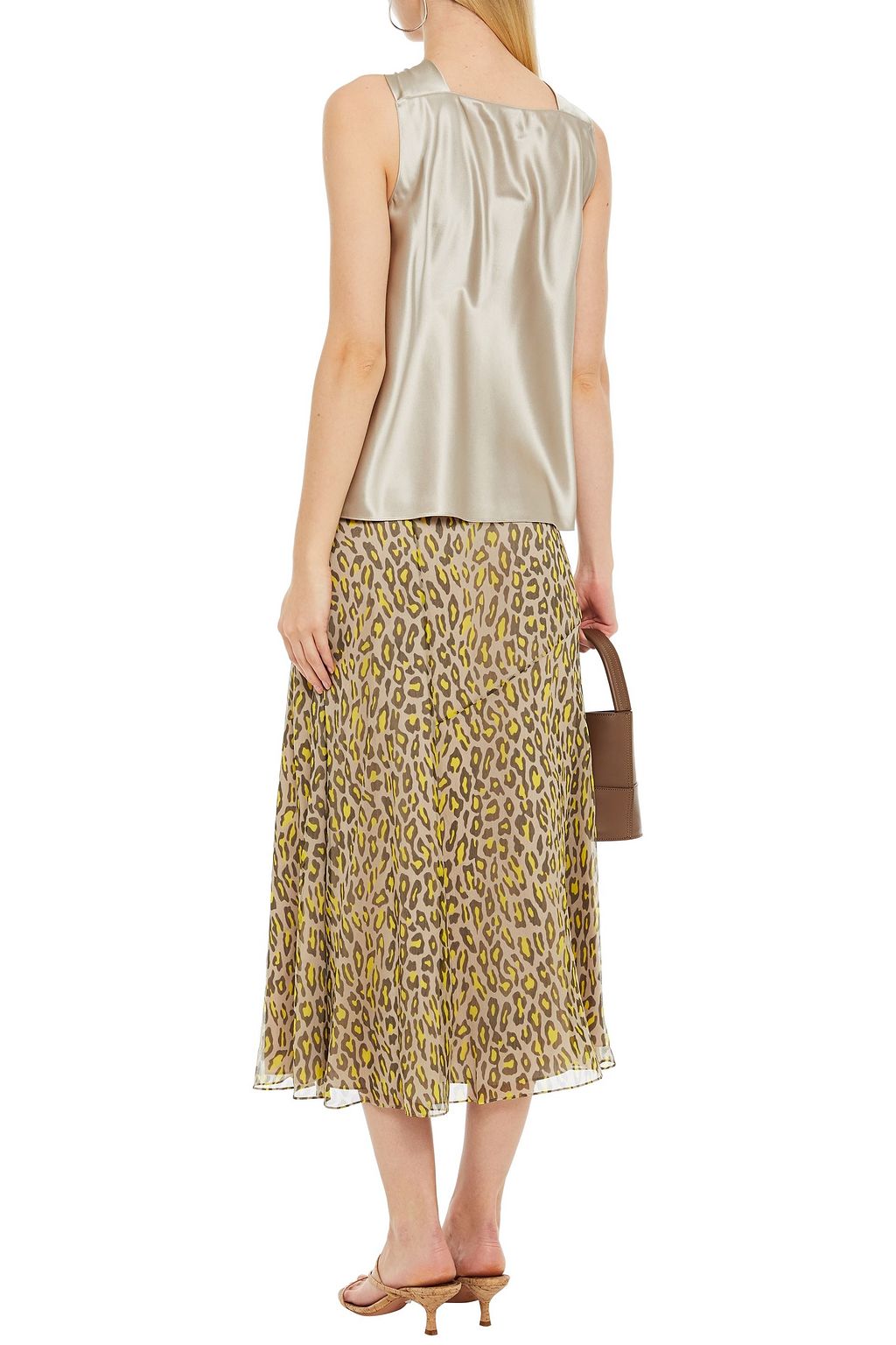 THEORY Twisted stretch-silk satin top