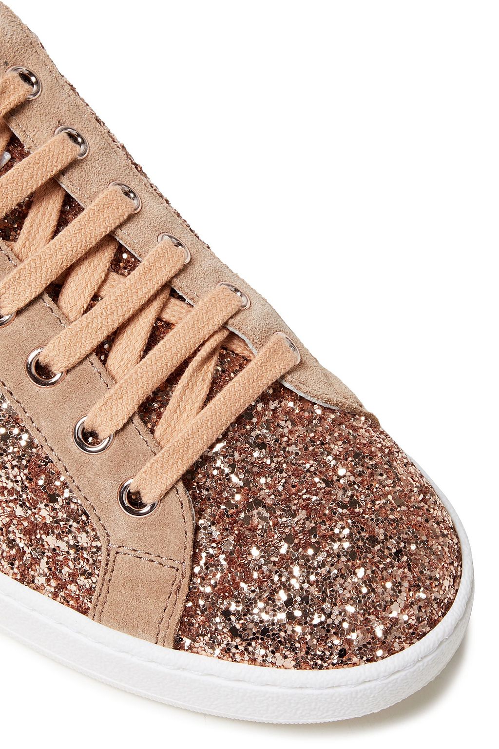 SERGIO ROSSI Suede-trimmed glittered woven sneakers