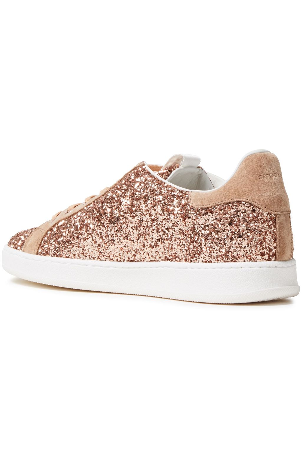 SERGIO ROSSI Suede-trimmed glittered woven sneakers
