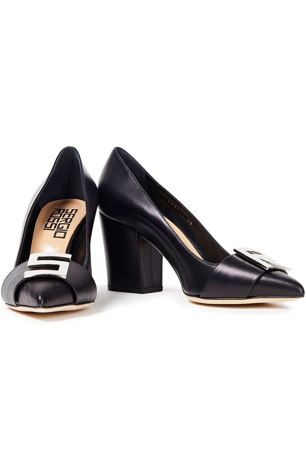 SERGIO ROSSI Embellished leather pumps