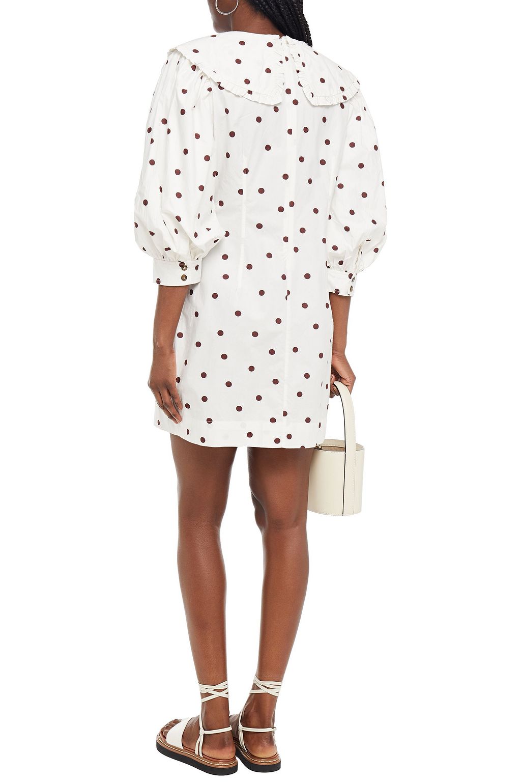 GANNI Ruffle-trimmed leopard-print cotton-poplin mini dress