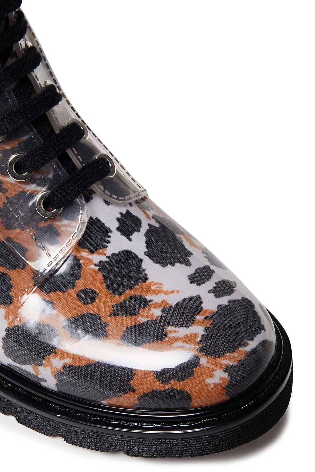 SERGIO ROSSI Leopard-print PVC combat boots