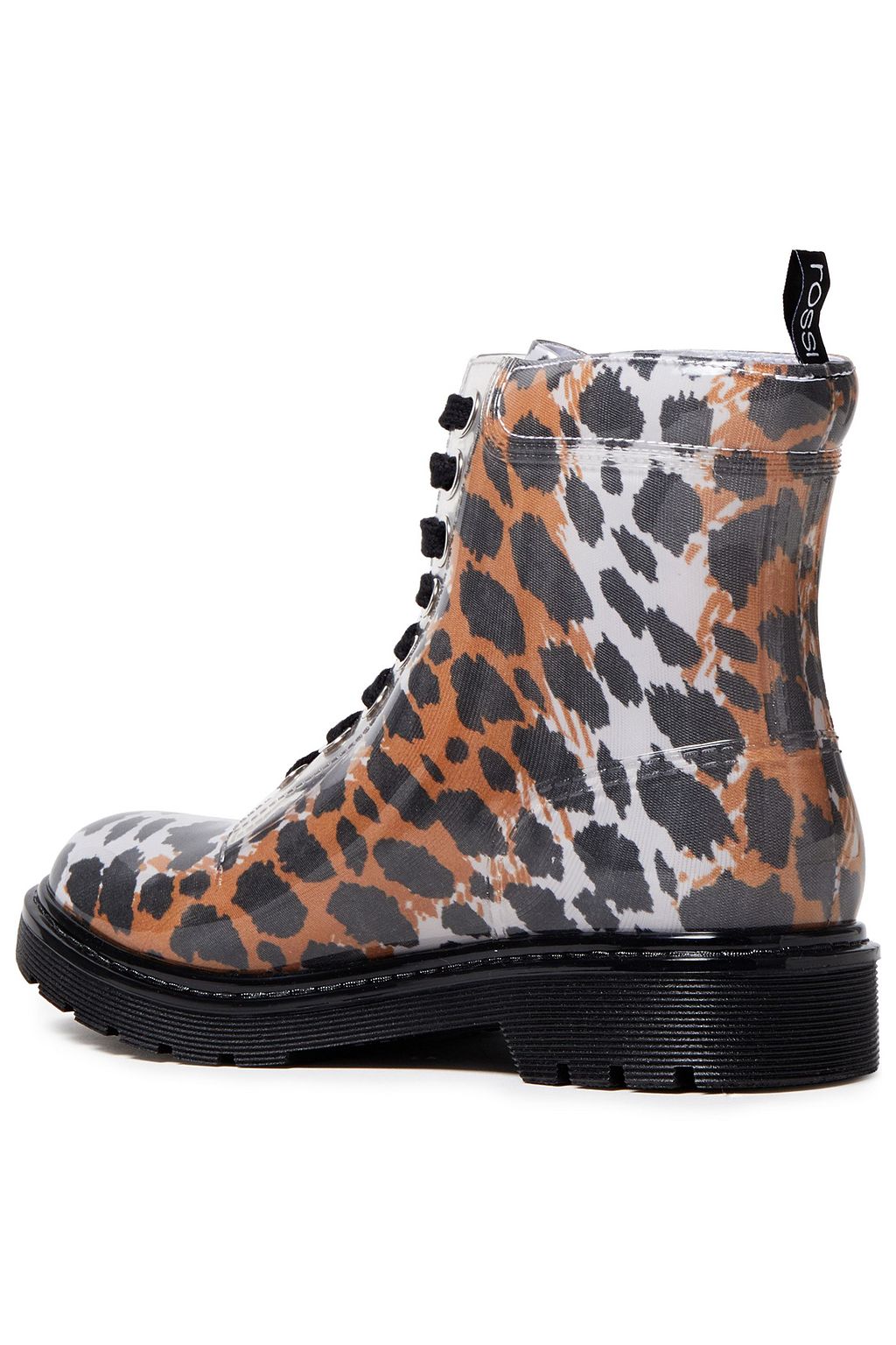 SERGIO ROSSI Leopard-print PVC combat boots