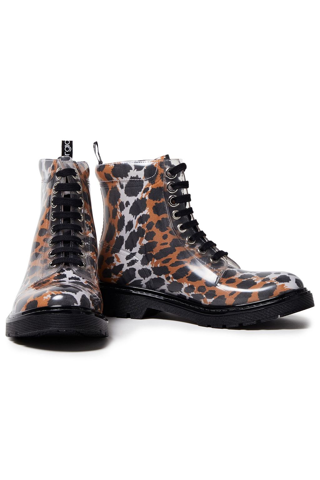 SERGIO ROSSI Leopard-print PVC combat boots