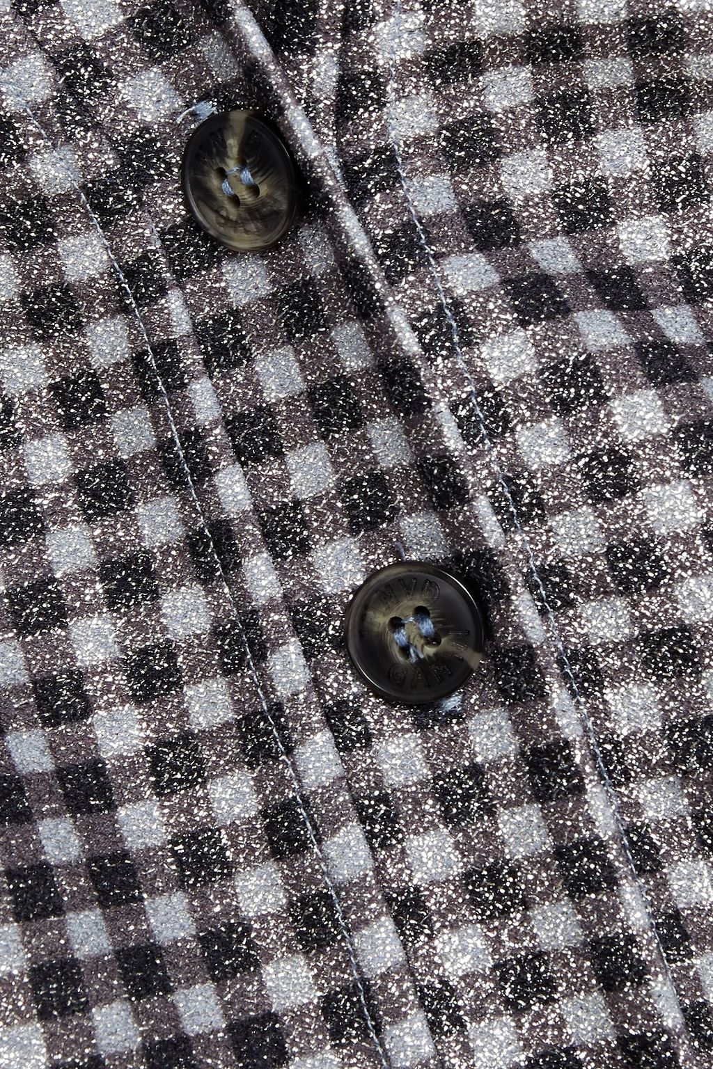 GANNI Cardigan aus Stretch-Strick mit Gingham-Karo und Metallic-Effekt