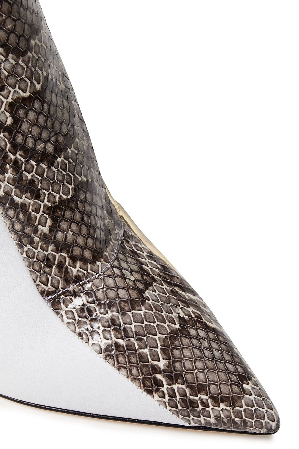 SERGIO ROSSI Elaphe-trimmed metallic croc-effect and smooth leather ankle boots
