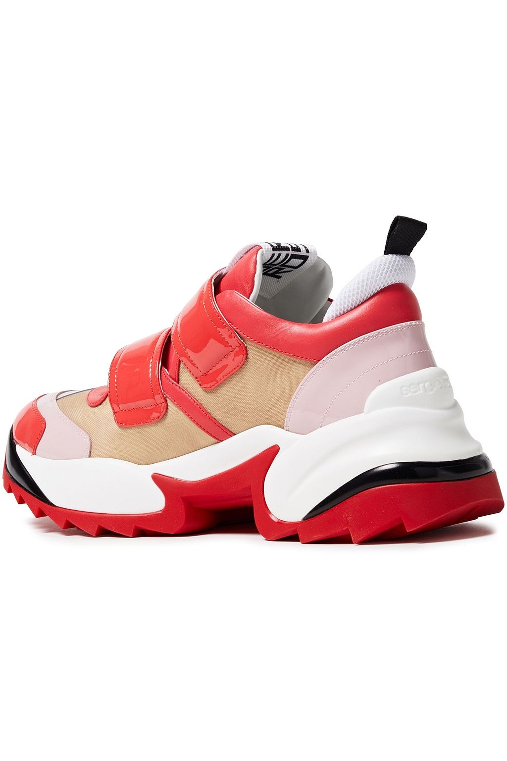 SERGIO ROSSI Color-block mesh, smooth and patent-leather sneakers