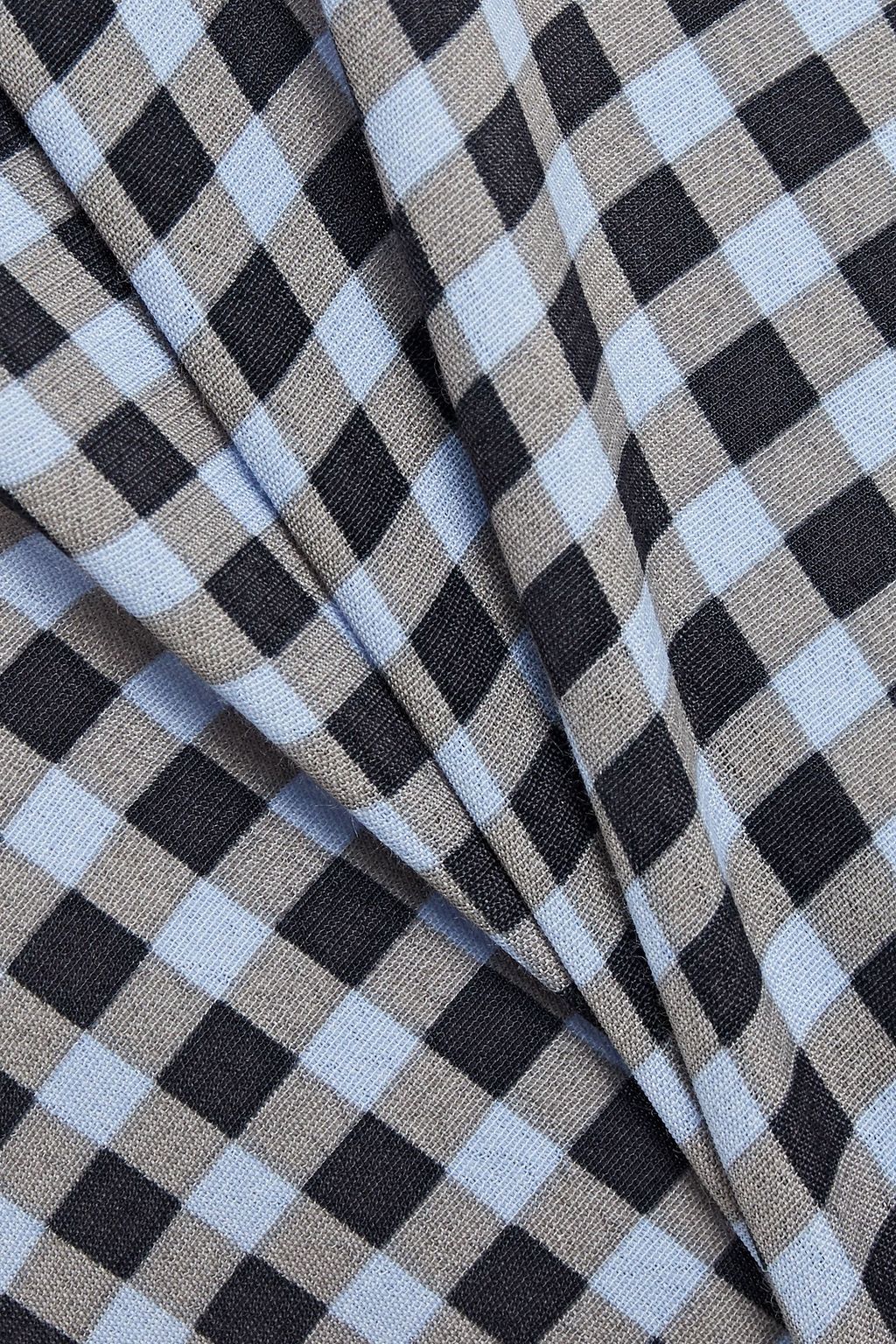 GANNI Gathered gingham crepe mini dress