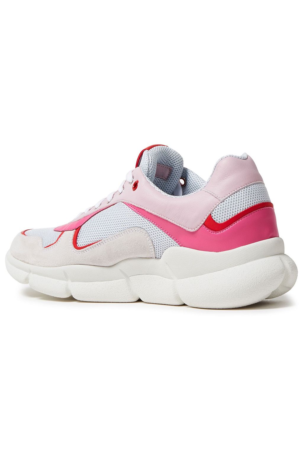 SERGIO ROSSI Color-block suede, leather and mesh sneakers