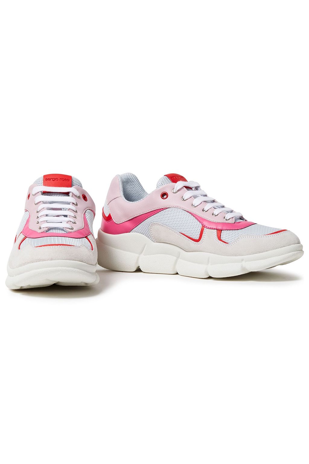 SERGIO ROSSI Color-block suede, leather and mesh sneakers