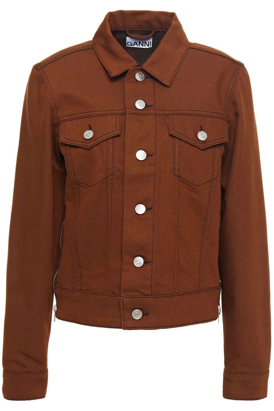 Ganni Woman Denim Jacket Brown Size 34
