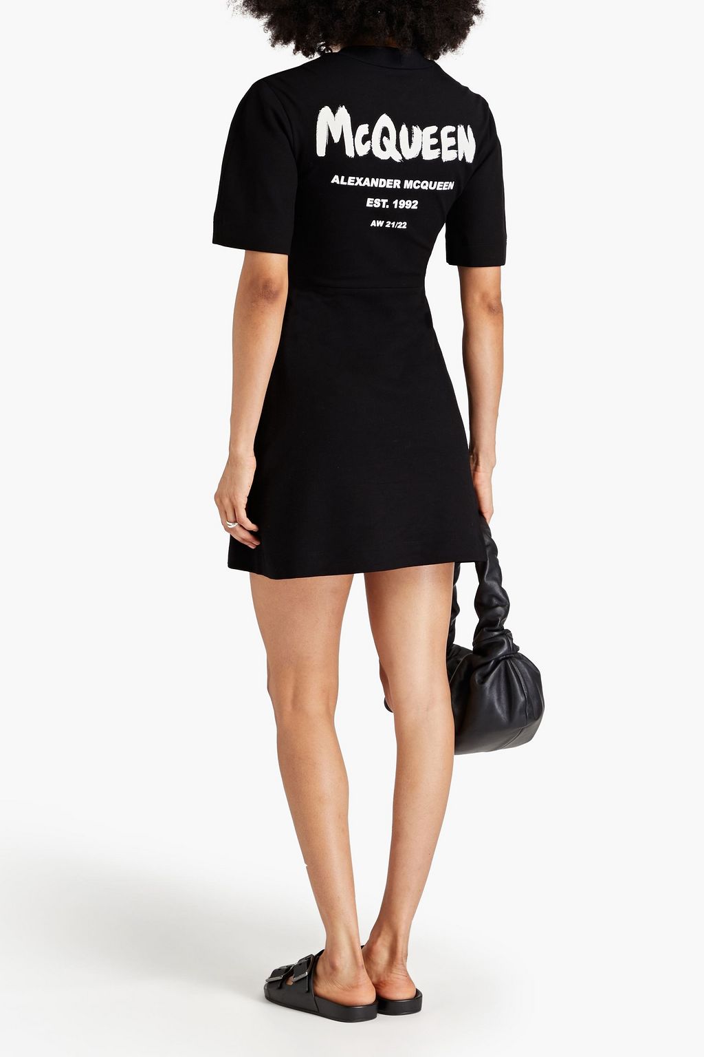 MCQUEEN ジャージー ミニワンピース プリント入り