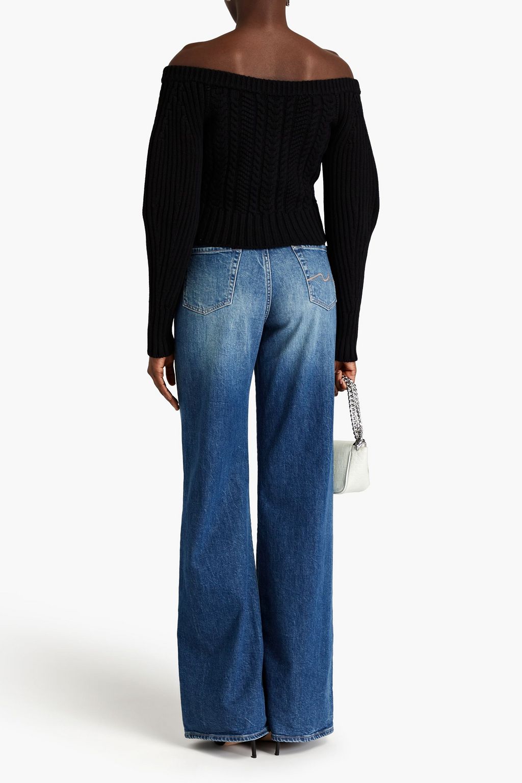 MCQUEEN Cropped cable-knit wool and cashmere-blend cardigan