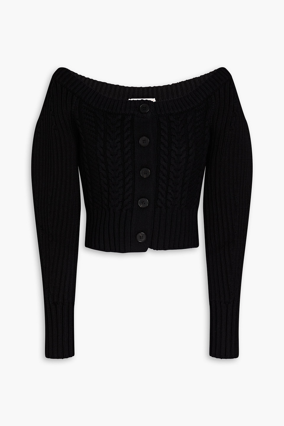 Alexander Mcqueen Cropped Cable-knit Wool And Cashmere-blend Cardigan In Black