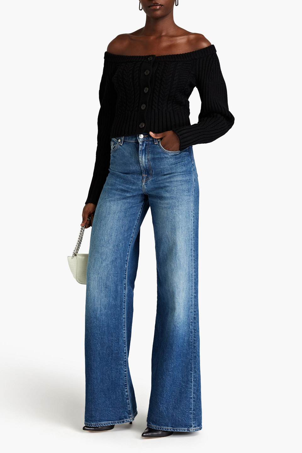 Alexander Mcqueen Cropped Cable-knit Wool And Cashmere-blend Cardigan In Black