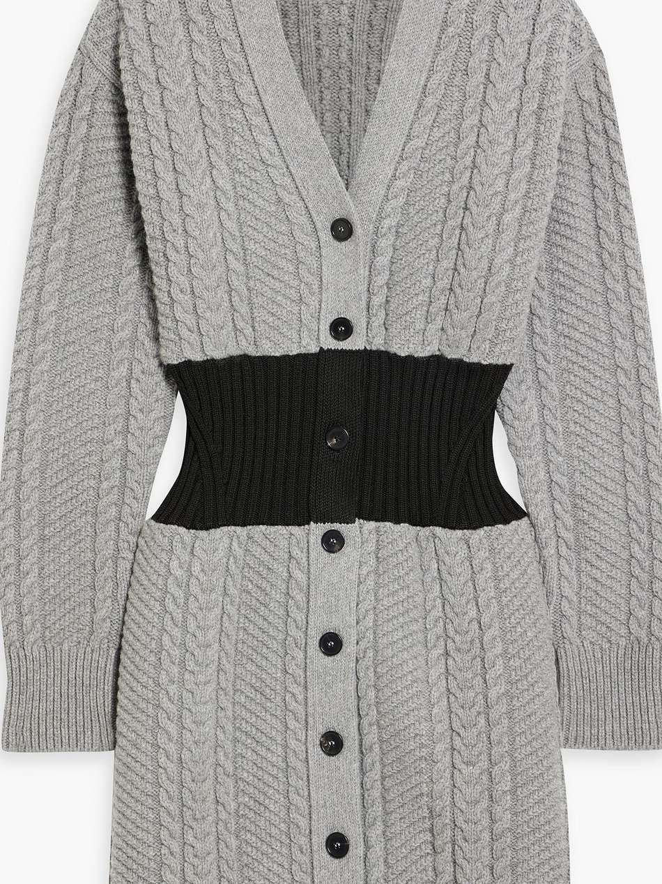 two-tone cable-knit wool and cashmere-blend mini dress