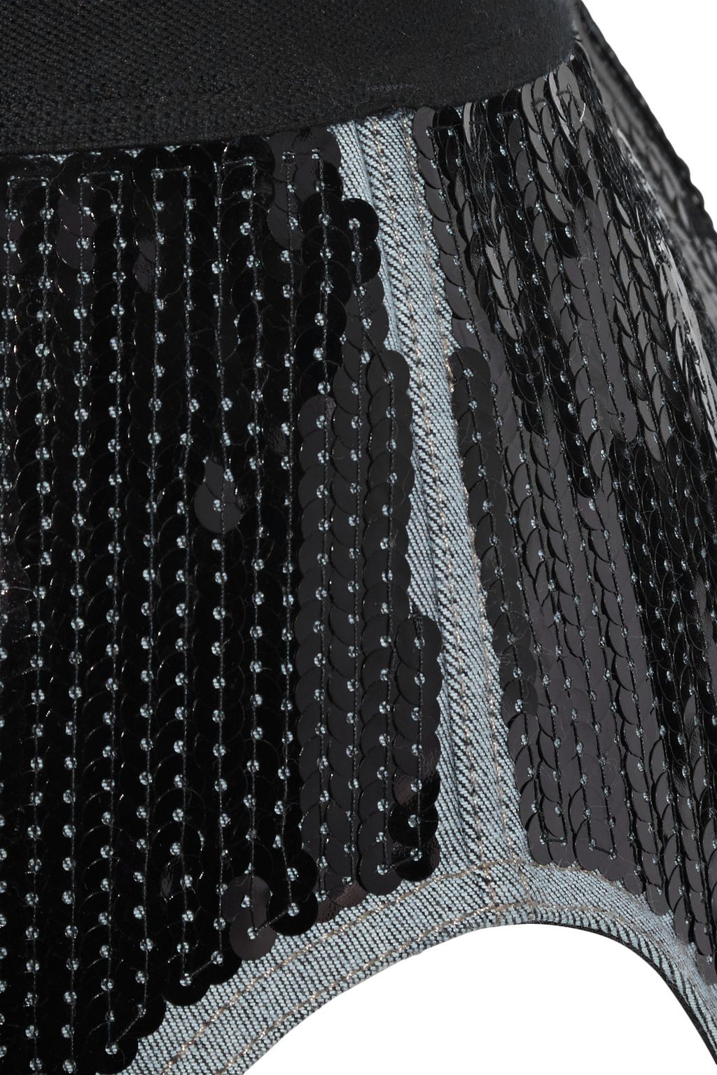 RICK OWENS Split sequined denim maxi skirt