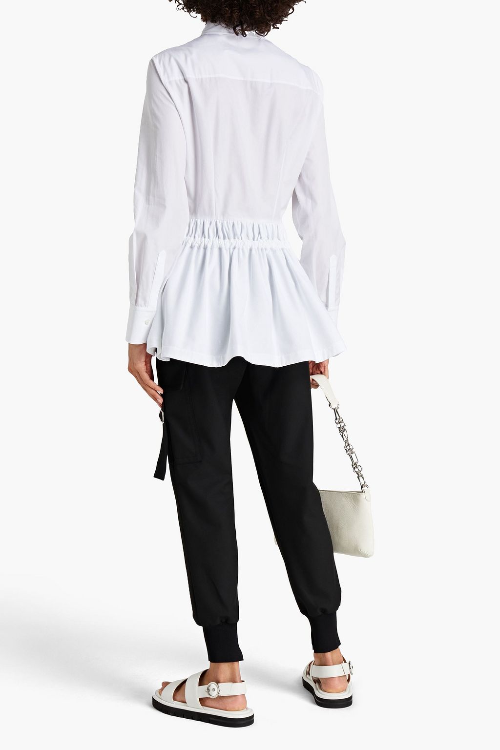 MCQUEEN Piqué-paneled cotton-poplin shirt