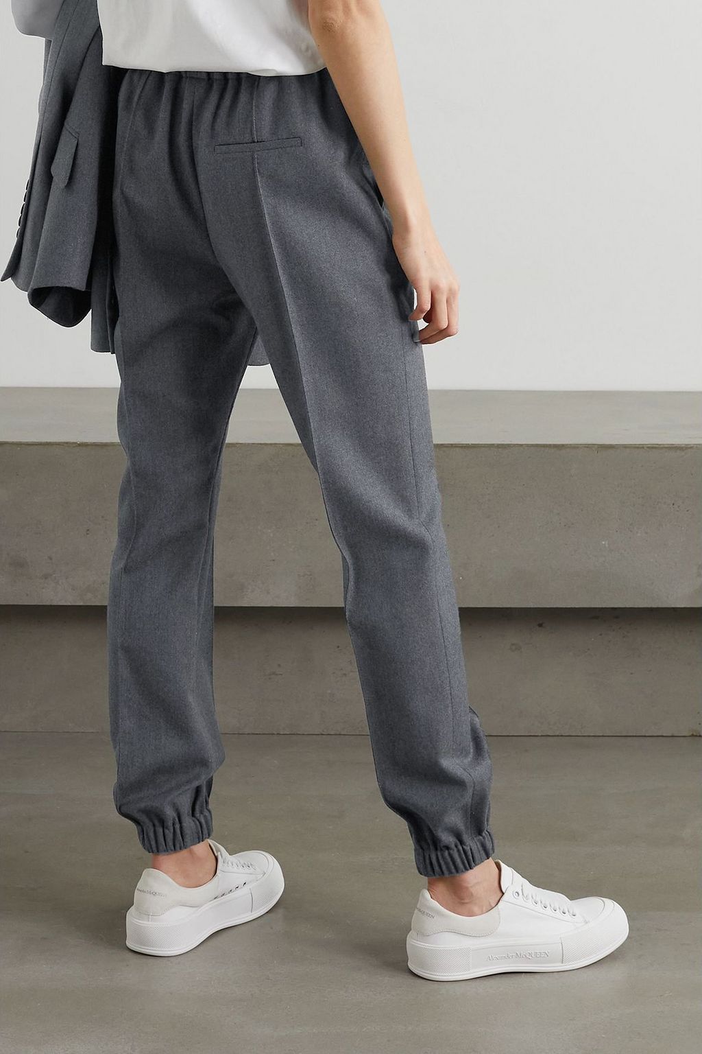 MCQUEEN Pleated wool-flannel tapered pants