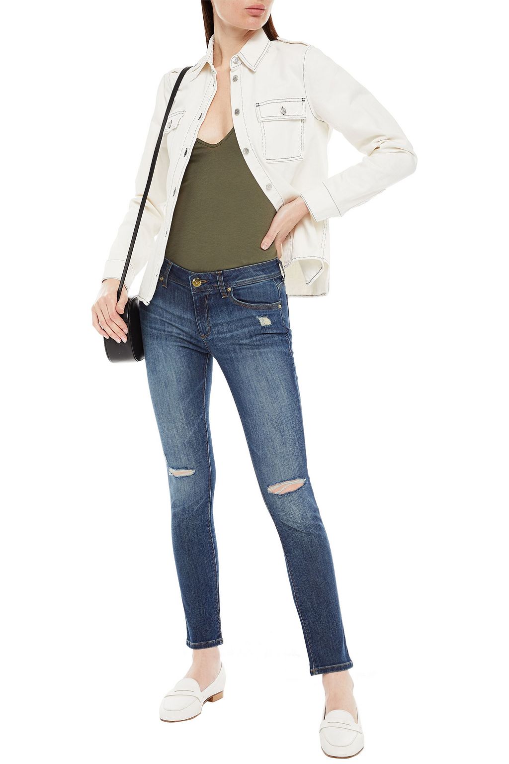 DL1961 Emma distressed low-rise skinny jeans
