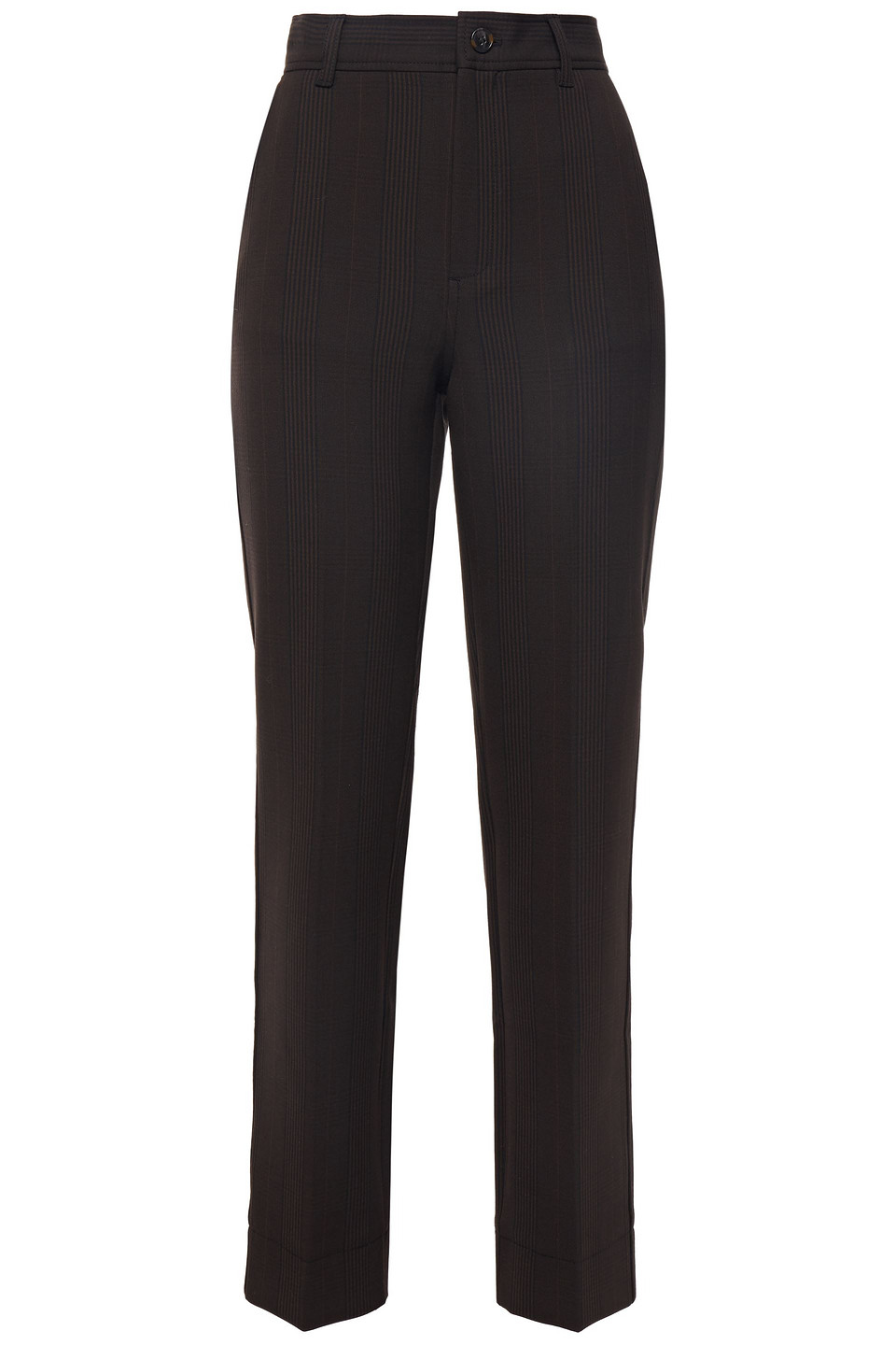 Ganni Woman Prince Of Wales Checked Woven Straight-leg Pants Dark Brown Size 36