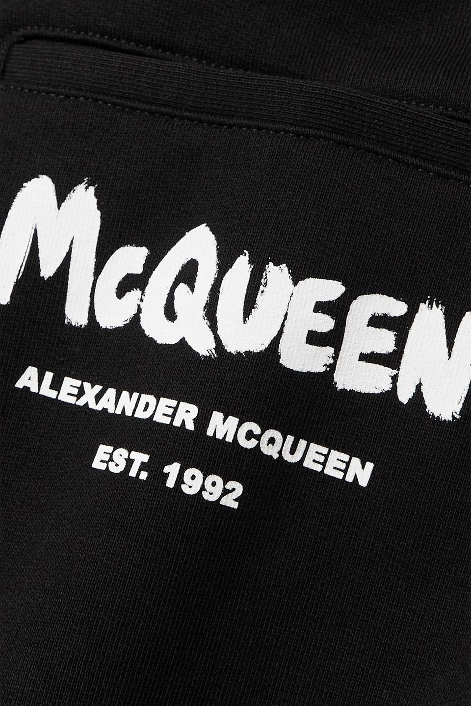 Alexander Mcqueen Printed Cotton-jersey Track Pants In Black