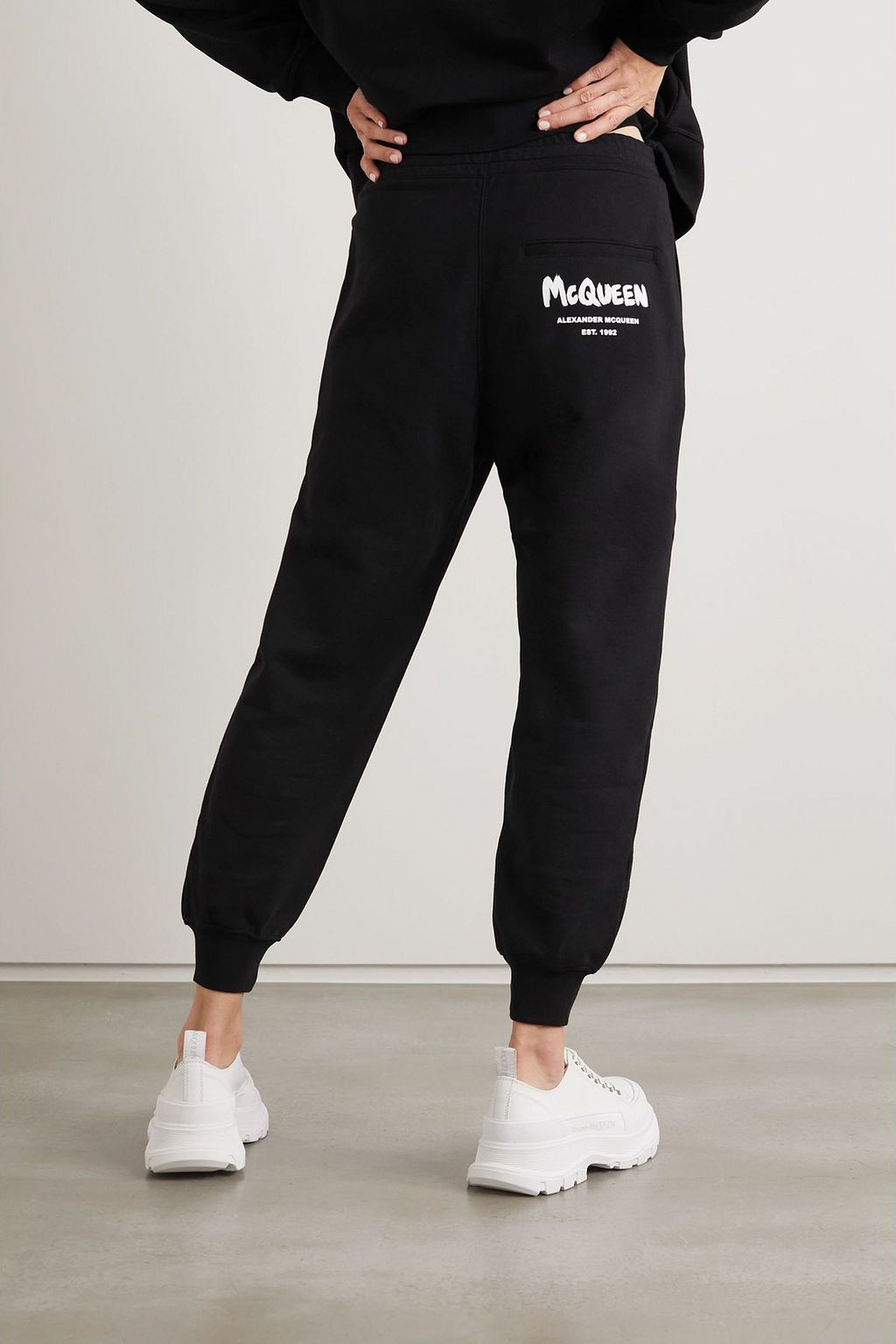 MCQUEEN Printed cotton-jersey track pants