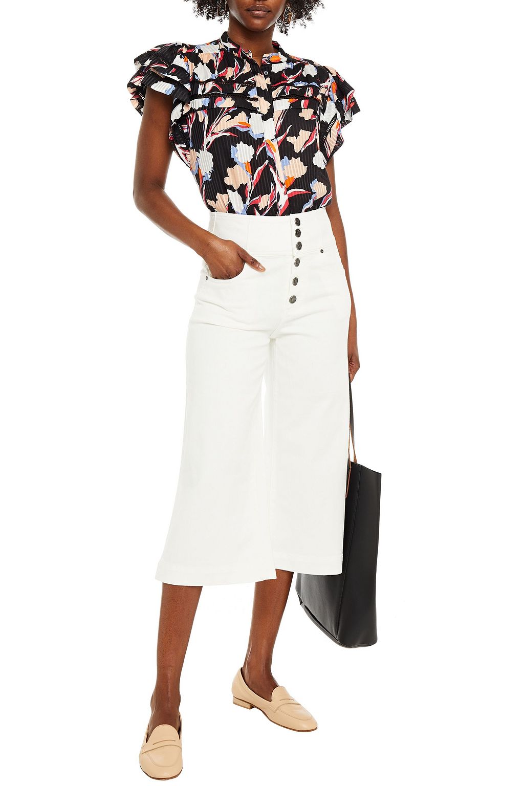 JOIE Desoray cropped high-rise wide-leg  jeans
