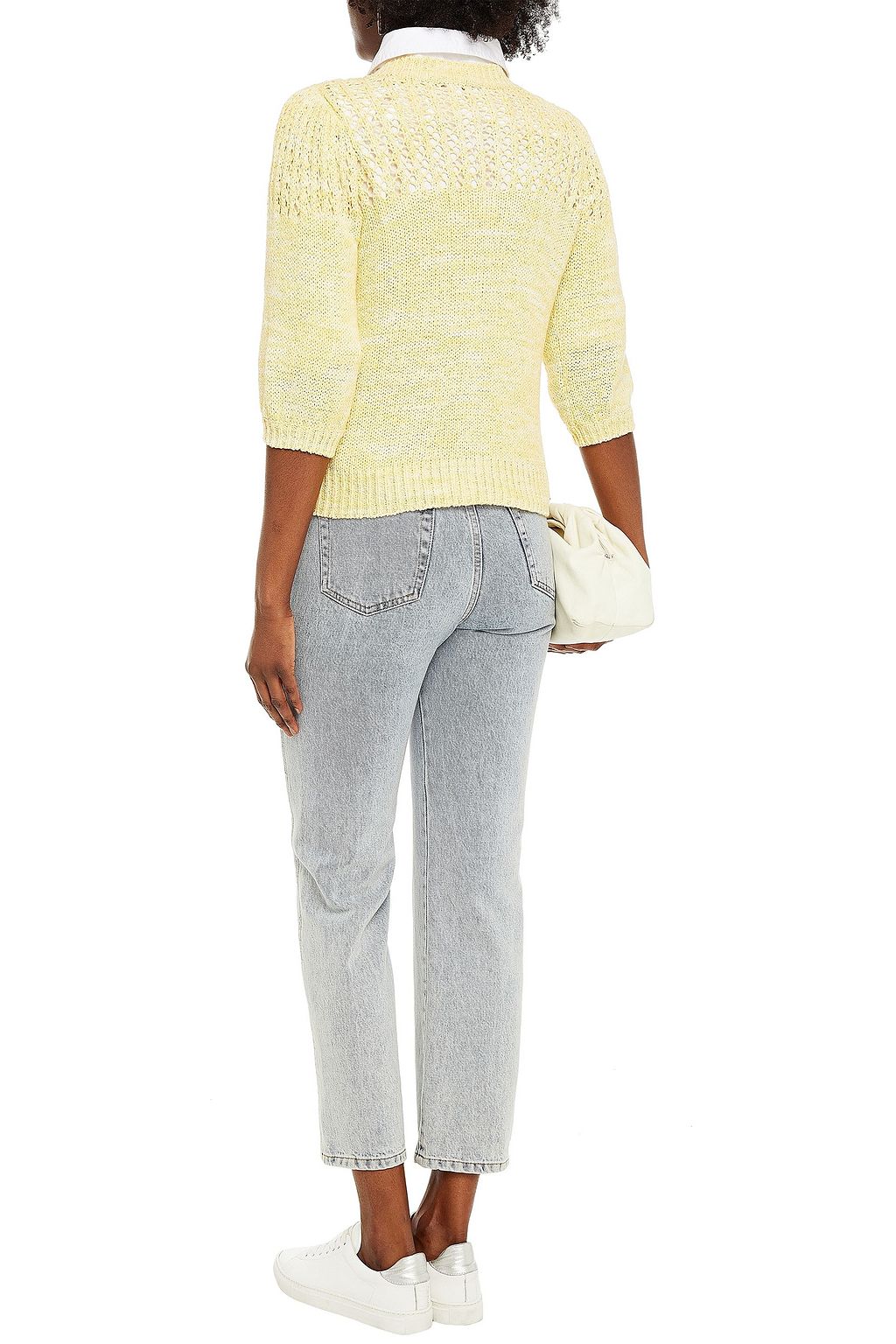 JOIE Una mélange open-knit cotton-bled sweater