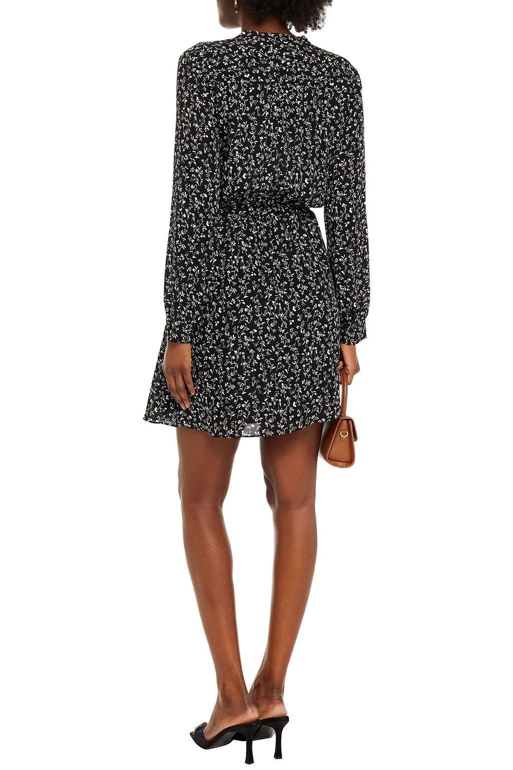 JOIE Leonore gathered floral-print silk crepe de chine mini dress