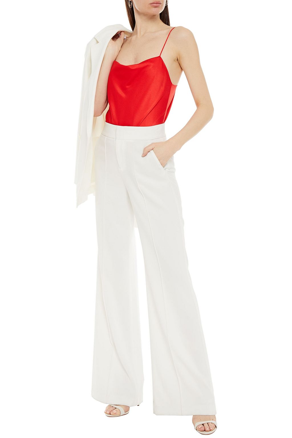 ALICE + OLIVIA Draped satin-crepe bodysuit