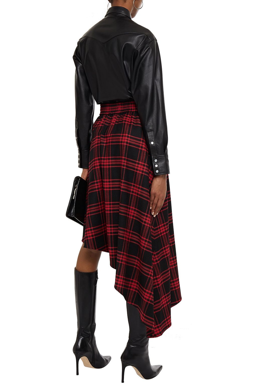 ALICE + OLIVIA Natalina asymmetric checked twill skirt