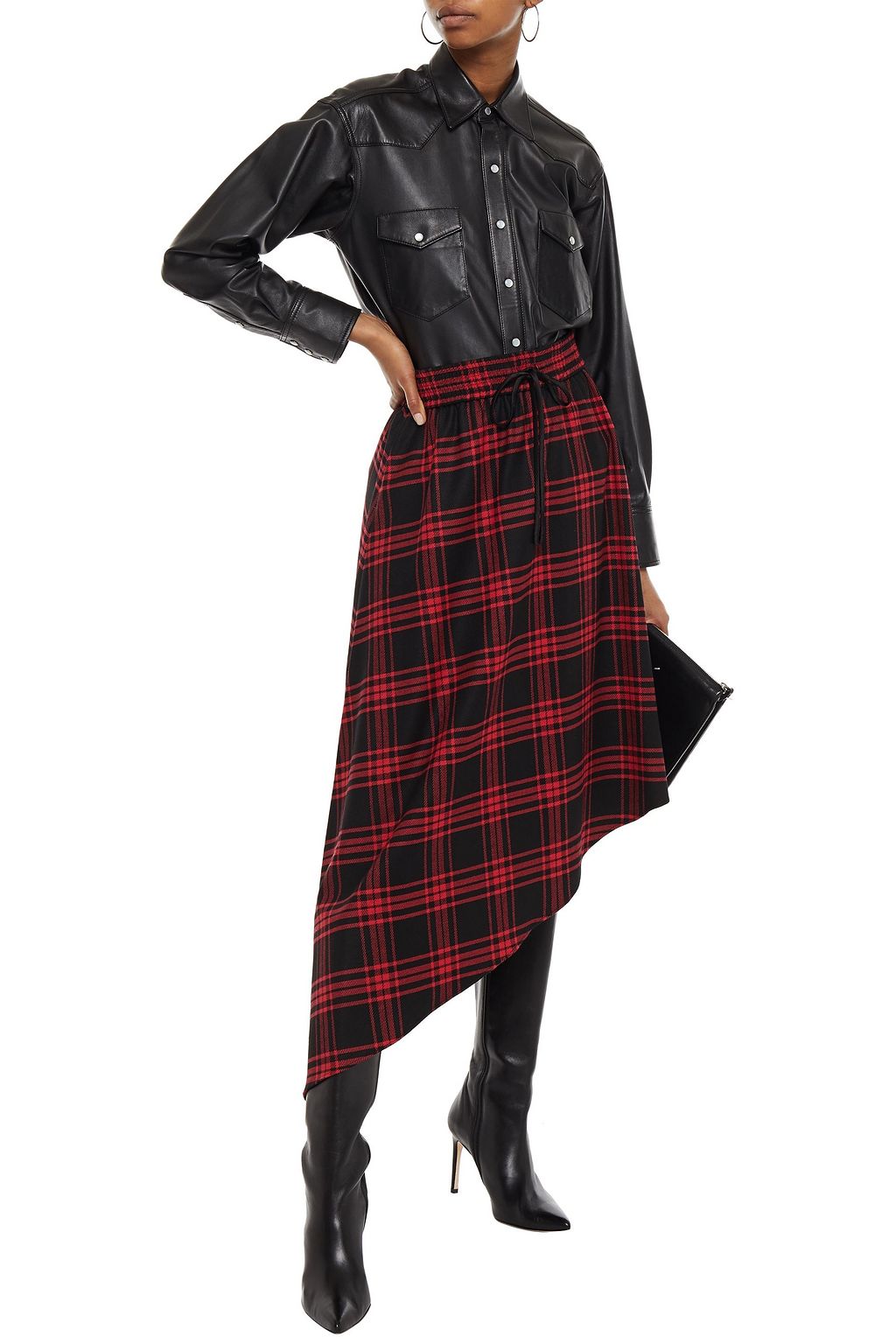 ALICE + OLIVIA Natalina asymmetric checked twill skirt