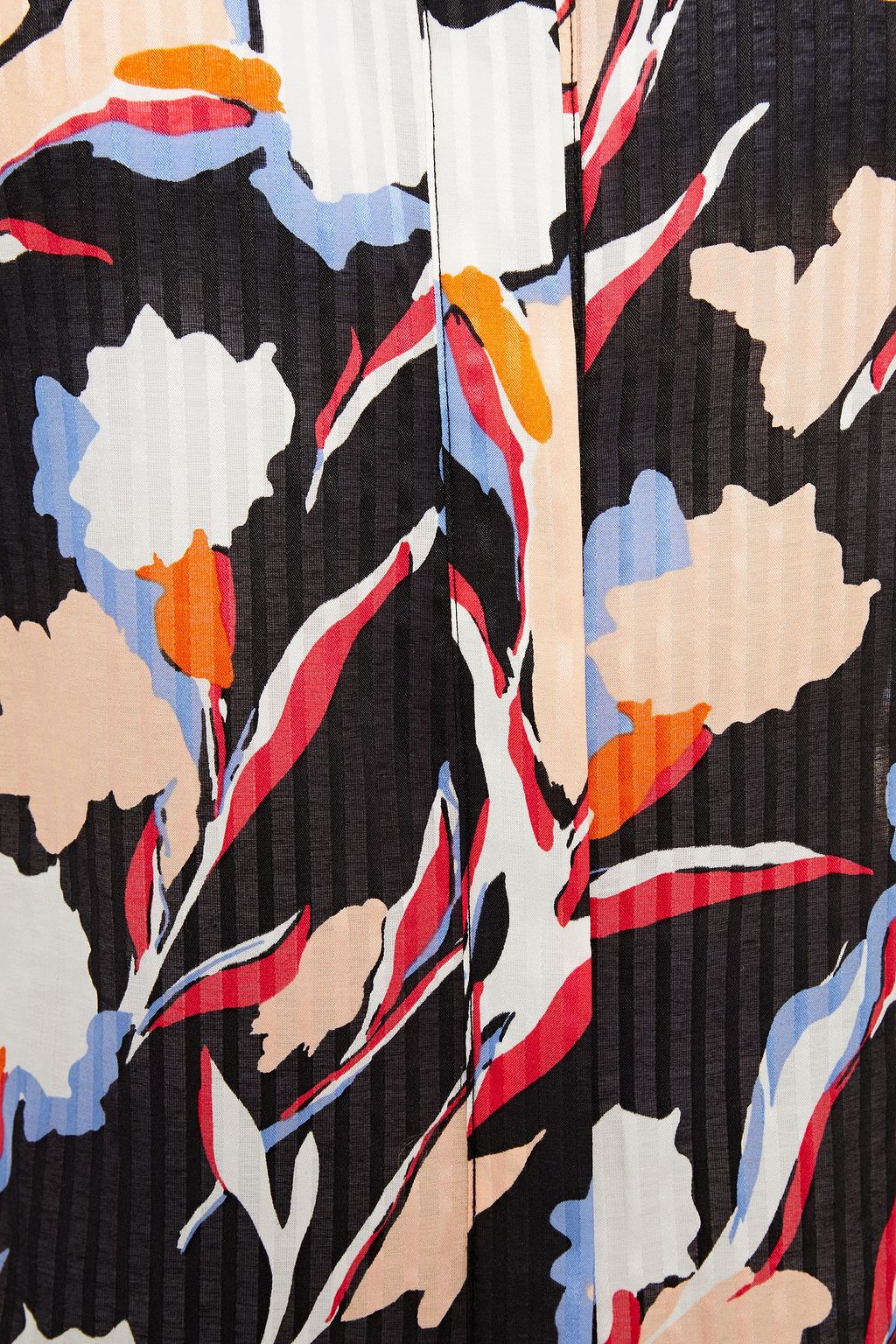 JOIE Huxlee ruffled floral-print cotton and silk-blend jacquard shirt