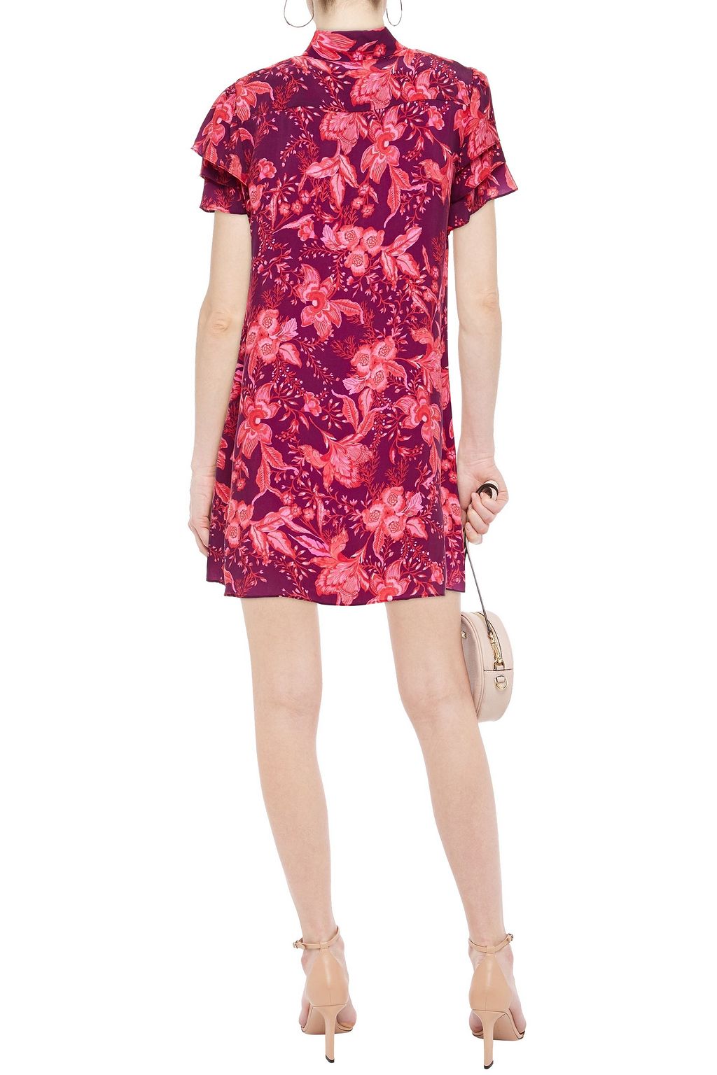 ALICE + OLIVIA Jem tiered floral-print cupro-twill mini shirt dress