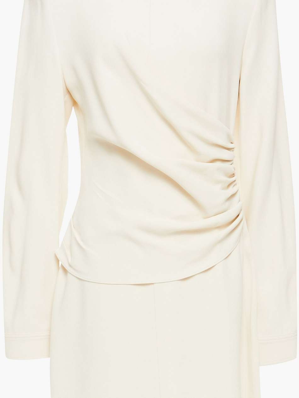 ruched crepe mini dress